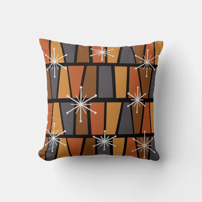 Geometric MCM Abstract Burnt Orange Throw Pillow (Front)
