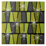 Geometric MCM Abstract Olive Green Ceramic Tile