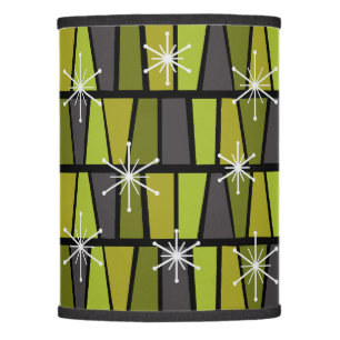 Geometric MCM Abstract Olive Green Lamp Shade