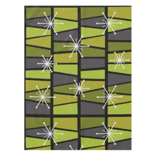 Geometric MCM Abstract Olive Green Tablecloth