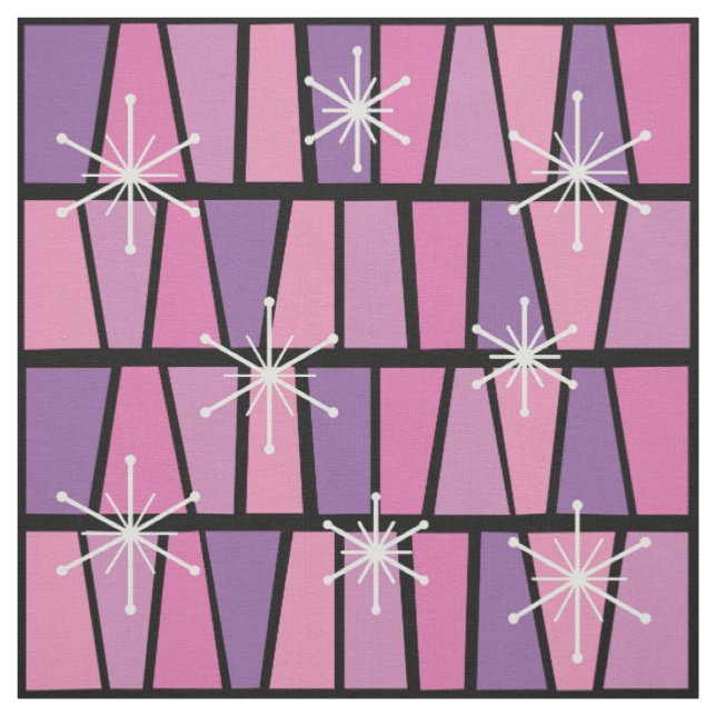 Geometric MCM Abstract Pink Purple Fabric (Swatch)