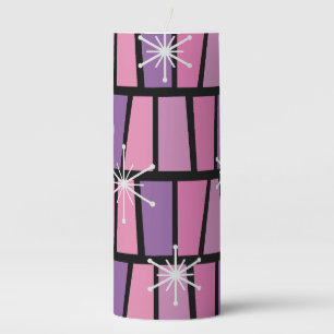 Geometric MCM Abstract Pink Purple Pillar Candle