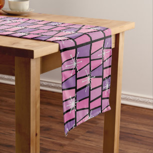 Geometric MCM Abstract Pink Purple Short Table Runner