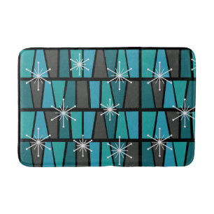 Geometric MCM Abstract Turquoise Teal Bath Mat