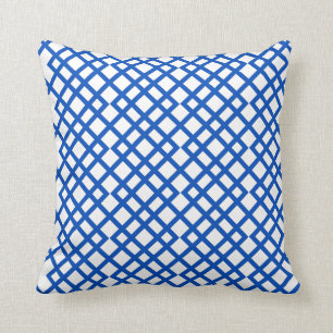 Geometric Mediterranean blue lattice modern Throw Pillow