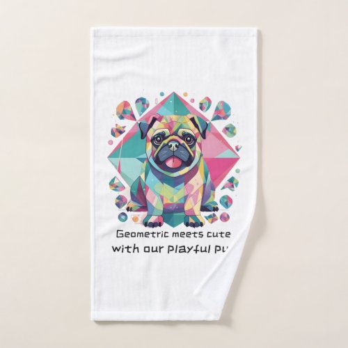 Geometric meets cute with our playful pug  hand towel 