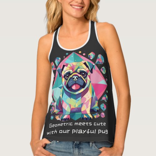Geometric meets cute with our playful pug tank top