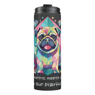 Geometric meets cute with our playful pug thermal tumbler