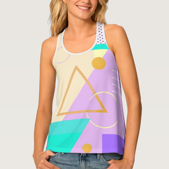 Geometric Memphis style pattern Women's Tank Top (Front)