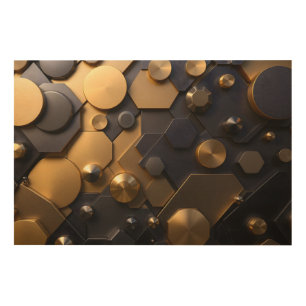 Geometric Metallic Abstract Wall Art – Gold and Bl