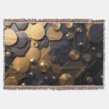Geometric Metallic Abstract Wall Art – Gold and Bl