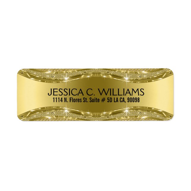 Geometric Metallic Shiny Gold Texture Label (Front)