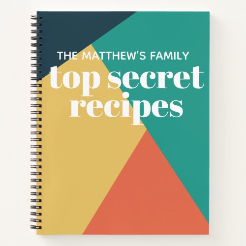 Geometric Mid Century Bright Colorful Recipe  Notebook