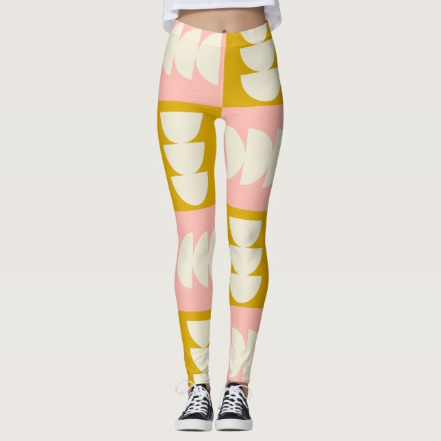 Geometric Mid-Century Modern Retro Pattern Leggings (Front)