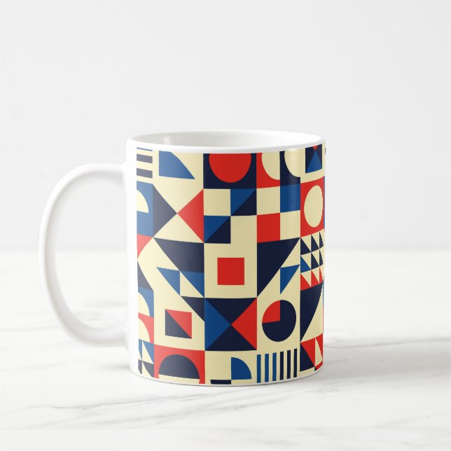 Geometric mid-century modern seamless pattern - 60 coffee mug (Left)