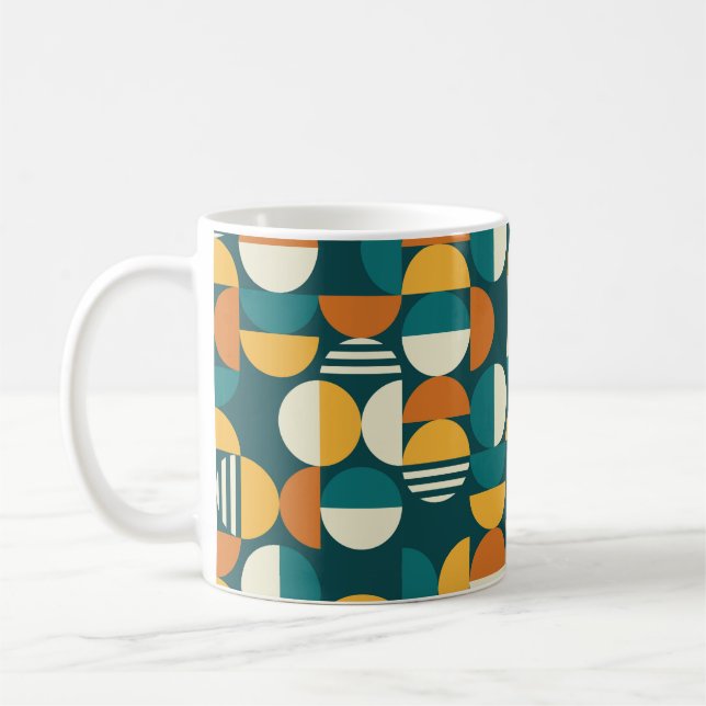 Geometric mid-century modern seamless pattern - 60 coffee mug (Left)