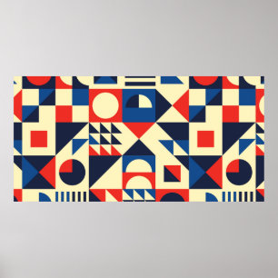 Geometric mid-century modern seamless pattern - 60 poster