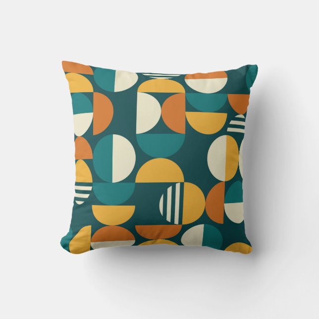 Geometric mid-century modern seamless pattern - 60 throw pillow (Front)