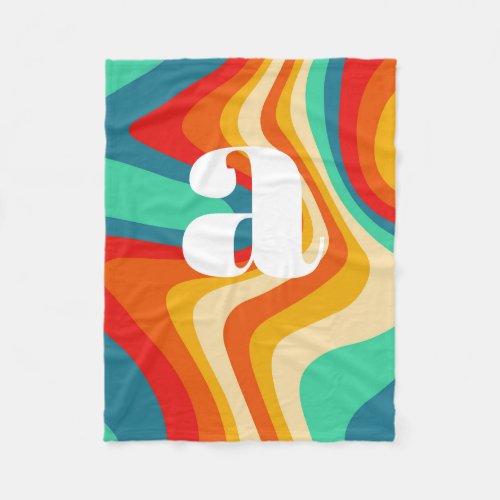 Geometric Mid Century Retro Waves Rainbow Trendy Fleece Blanket