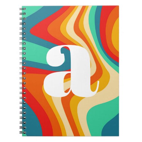 Geometric Mid Century Retro Waves Rainbow Trendy Notebook