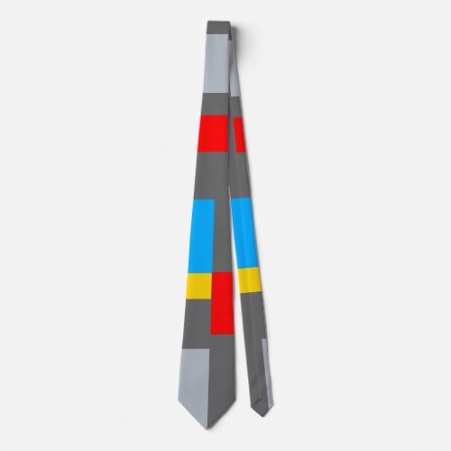 Geometric Minimal Bauhaus Style Color Composition Neck Tie