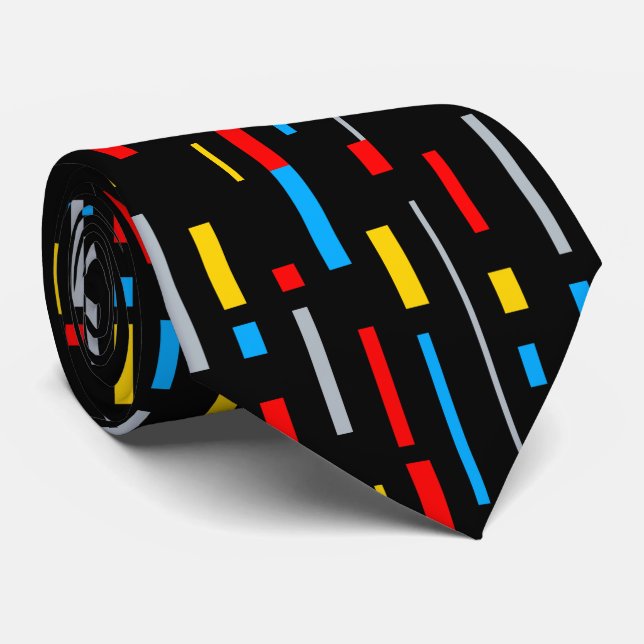 Geometric Minimal De Stijl Style Color Composition Neck Tie (Rolled)
