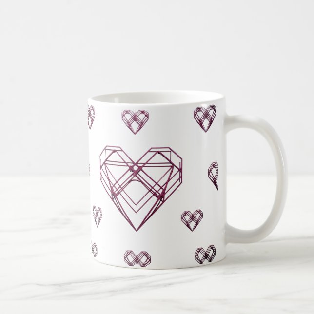 Geometric Minimal Heart Icons – Modern Artistic  Coffee Mug (Right)