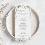 Geometric Minimalist Eucalyptus Dinner Menu<br><div class="desc">This geometric minimalist eucalyptus dinner menu card is perfect for a modern wedding. The design features watercolor hand-drawn elegant botanical eucalyptus branches and leaves,  adorning geometric frames.

This menu can be used for a wedding reception,  rehearsal dinner,  bridal shower or any event.</div>