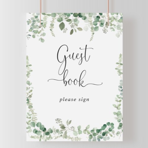 Geometric Minimalist Eucalyptus Guest Book Sign