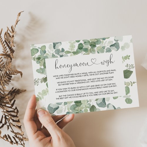 Geometric Minimalist Eucalyptus Honeymoon Wish   Enclosure Card