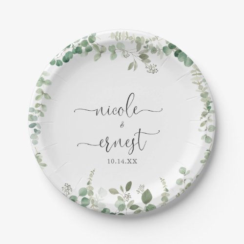 Geometric Minimalist Eucalyptus Wedding Cake  Paper Plates