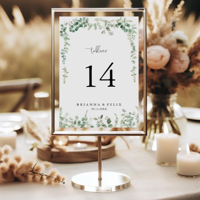 Geometric Minimalist Eucalyptus Wedding  Table Number (Creator Uploaded)