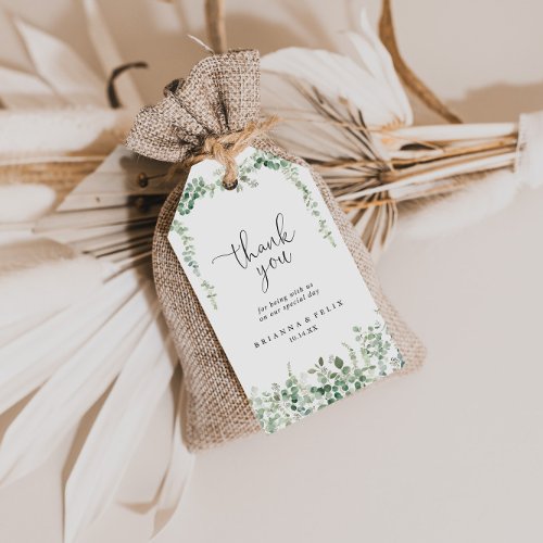 Geometric Minimalist Eucalyptus Wedding Thank You  Gift Tags