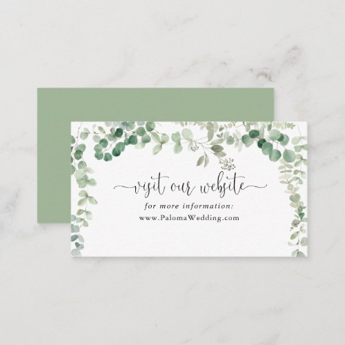 Geometric Minimalist Eucalyptus Wedding Website  Enclosure Card