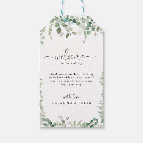 Geometric Minimalist Eucalyptus Wedding Welcome   Gift Tags