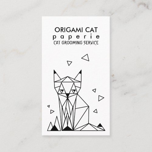 Geometric Minimalist Origami Cat Business Card