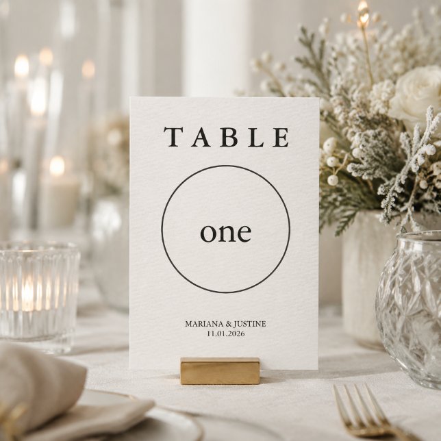 Geometric Minimalist Winter Wedding Serif Typograp (Editorial Minimalist Winter Wedding Geometric Table Number)