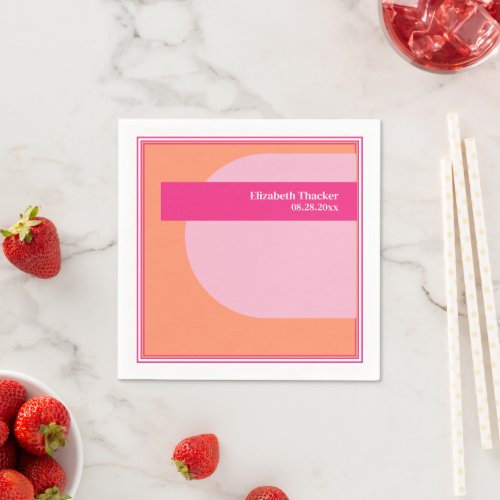 Geometric Minimalistic Pink  Orange Napkins