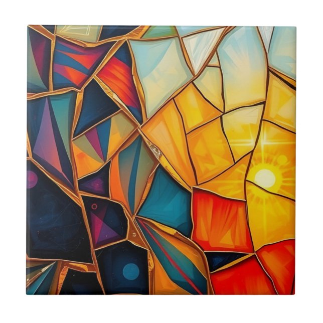 Geometric Mirror A Ceramic Tile (Front)