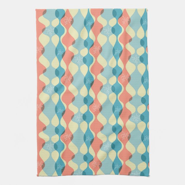 Geometric, Mod, Retro, Mid Century Modern dish Kitchen Towel (Vertical)