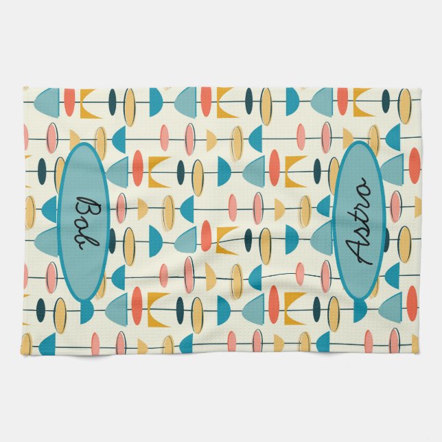 Geometric, Mod, Retro, Mid Century Modern Kitchen Kitchen Towel (Horizontal)