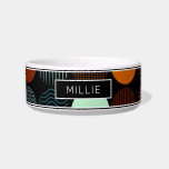 Geometric Modern Abstract Circle Personalized Name<br><div class="desc">Geometric Modern Abstract Circle Personalized Name features an abstract pattern of circles with various patterns in orange,  mint and plue on a black background with your custom pet's name in the center. Designed by Evco Studio www.zazzle.com/store/evcostudio</div>