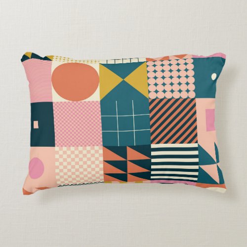 Geometric Modern Abstract Colorful Design Accent Pillow