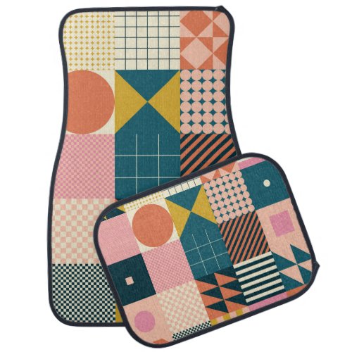 Geometric Modern Abstract Colorful Design Car Floor Mat