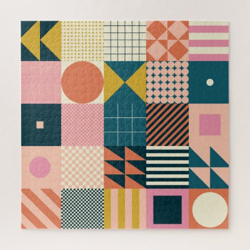 Geometric Modern Abstract Colorful Design Jigsaw Puzzle