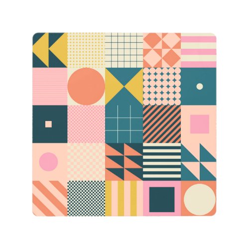 Geometric Modern Abstract Colorful Design Metal Print