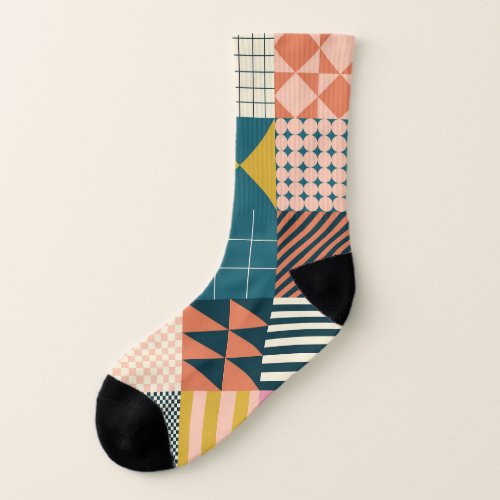 Geometric Modern Abstract Colorful Design Socks