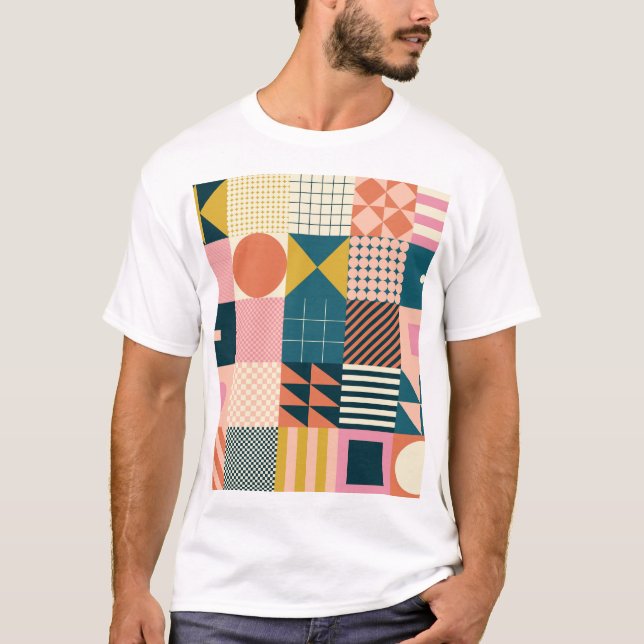 Geometric Modern Abstract: Colorful Design T-Shirt (Front)