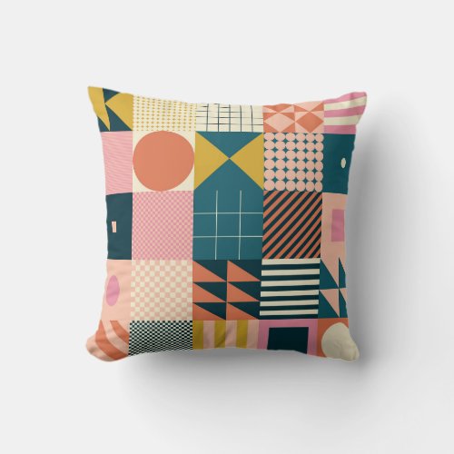 Geometric Modern Abstract Colorful Design Throw Pillow