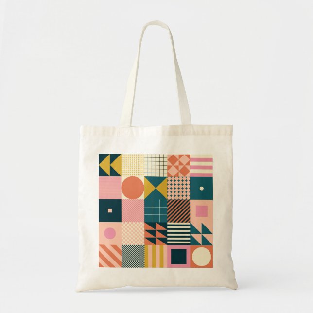 Geometric Modern Abstract: Colorful Design Tote Bag (Front)
